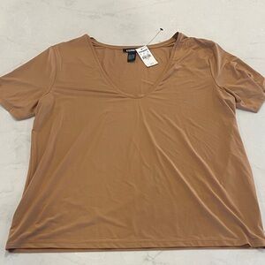Express Copper Short Sleeve V-Neck Tee